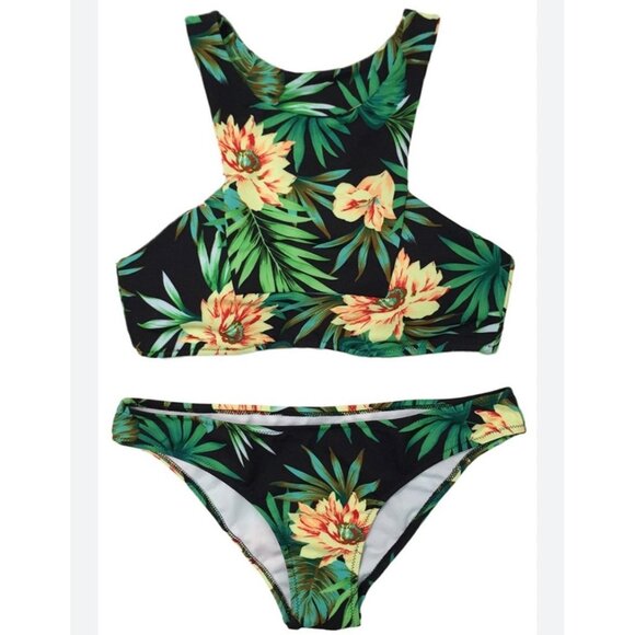 Cupshe Tropical Floral Bikini Set Size XXL Two Piece Racerback High Cut Bottoms - Picture 11 of 11
